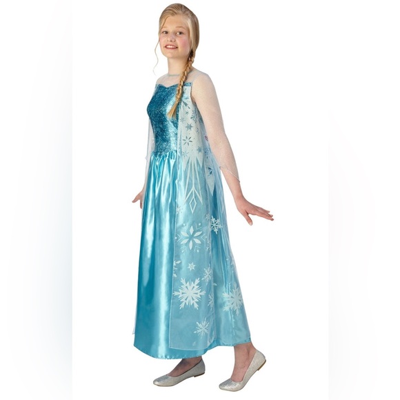 Girls 7-8, Elsa Costume, Disney Frozen, blue dress Halloween princess costume - Picture 1 of 11